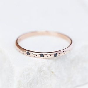 Free People Triple Black Diamond Rose Gold Ring